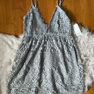TOBI Light Grey Lace Dress NWT